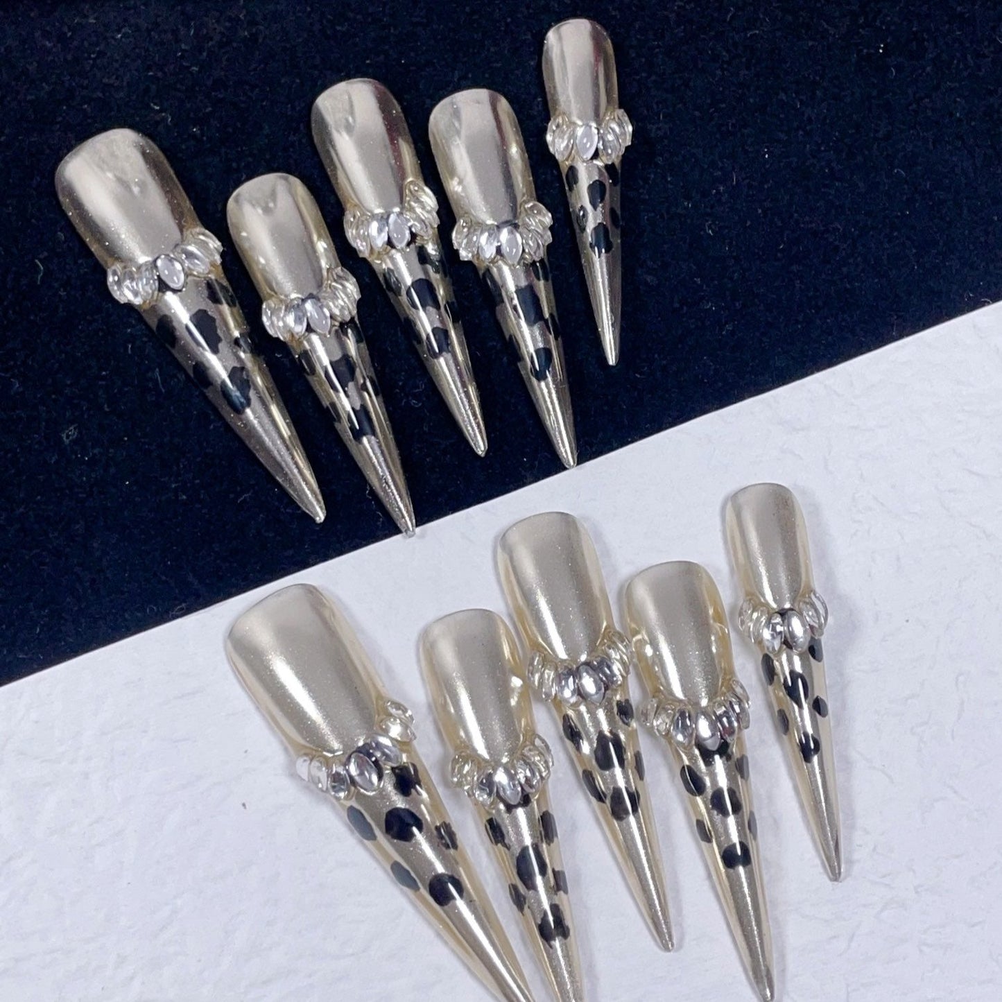 Savage Glam XL Press-On Nails – Handcrafted, Reusable, Long-Lasting, Salon Quality Design + Free Application Toolkit
