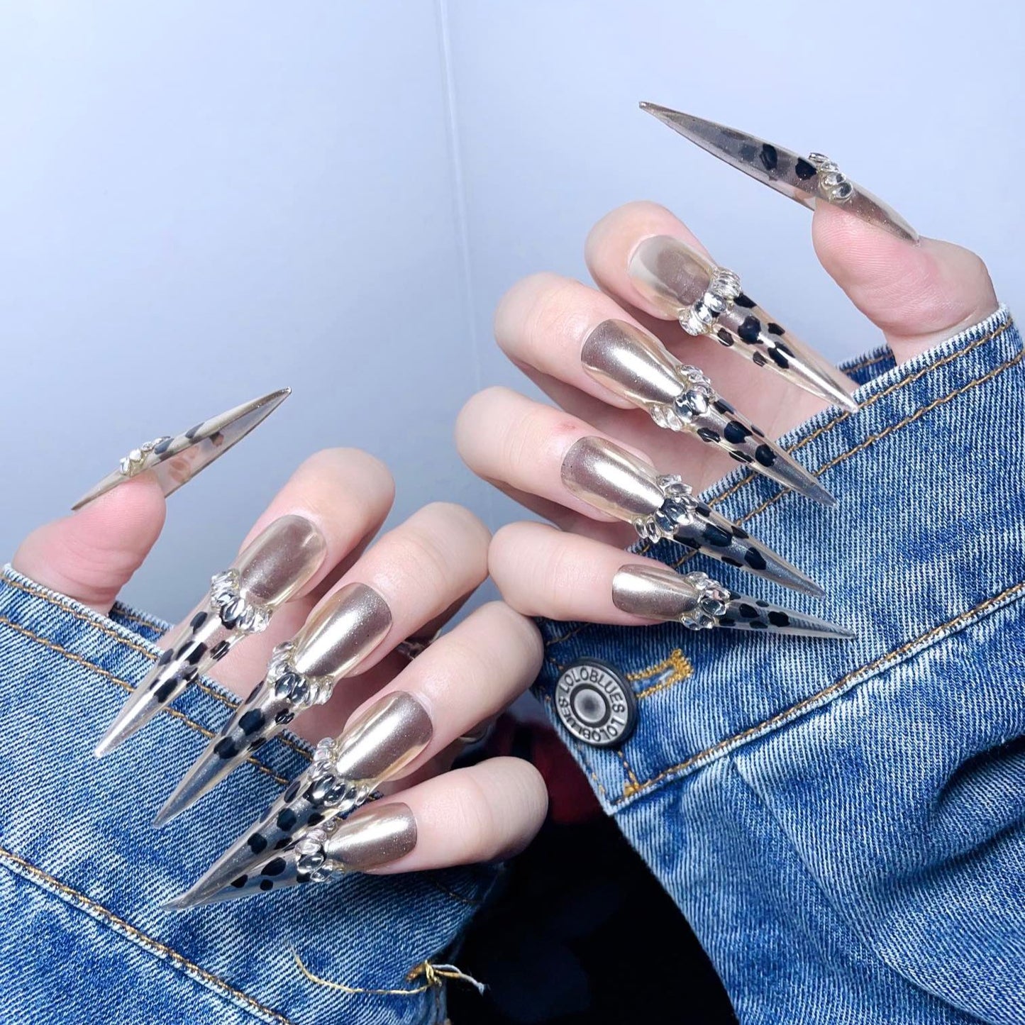 Moonlight Glow XL Press-On Nails – Handcrafted, Reusable, Long-Lasting, Salon Quality Design + Free Application Toolkit