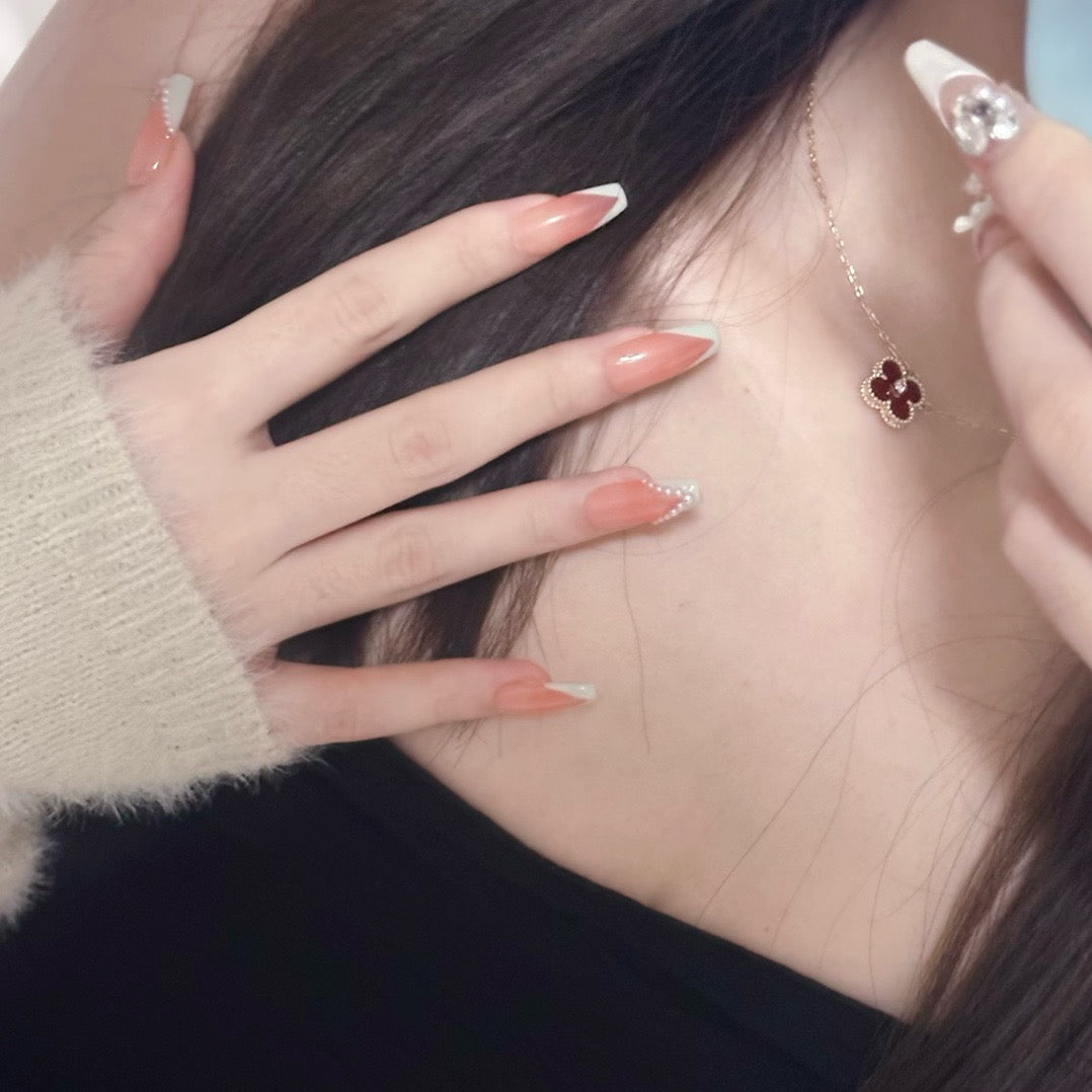 Peach Pearl French Tip - VirtuVogue